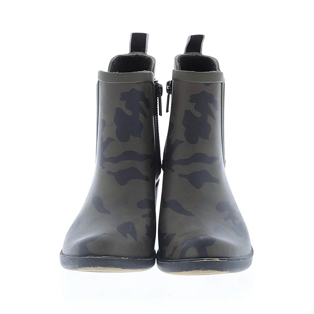 Lucky Brand Camo Rain Boots‎ Camouflage Waterproof Ankle Boots Block Heels Sz 8